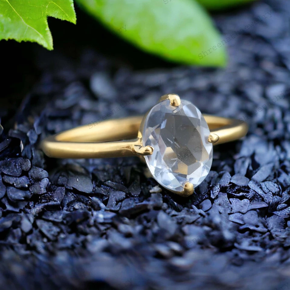 Anillo solitario oro macizo 9k 8x6MM forma ovalada zafiro lavanda natural Foto 2 de 4