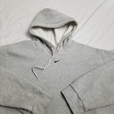 Vintage Nike Hoodie Mens 2XL Gray Center Swoosh Check Logo 90s Sweatshirt