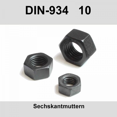 M8 DIN 934-10 10. Sechskantmuttern Stahl blank Muttern Sechskant-Mutter 20-500St