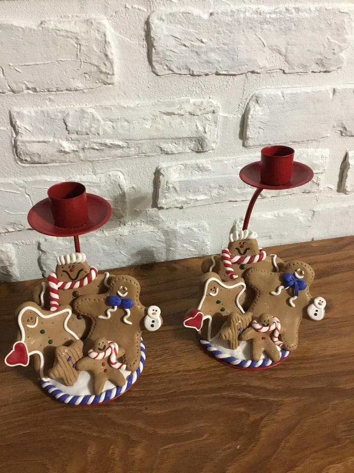 Pair Of Giftcraft Gingerbread Christmas Candle Holders - Image 3 of 4