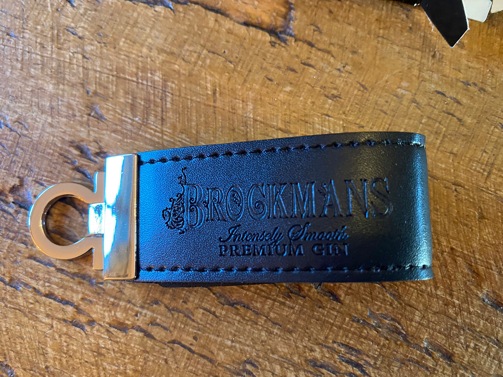 USB Memory Stick Branded Brockmans Gin Black Faux Leather Embossed