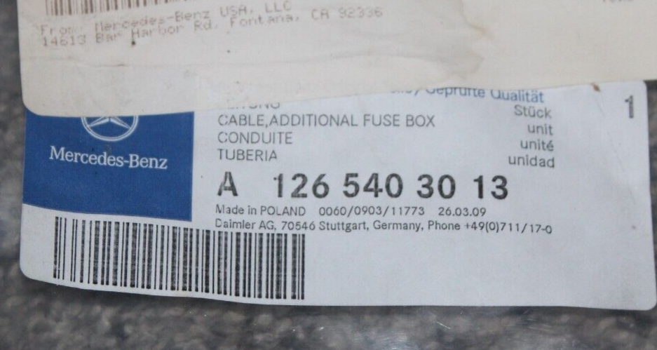 OEM Fuse Kit Cable Wiring Harness 1265403013 for MERCEDES BENZ 