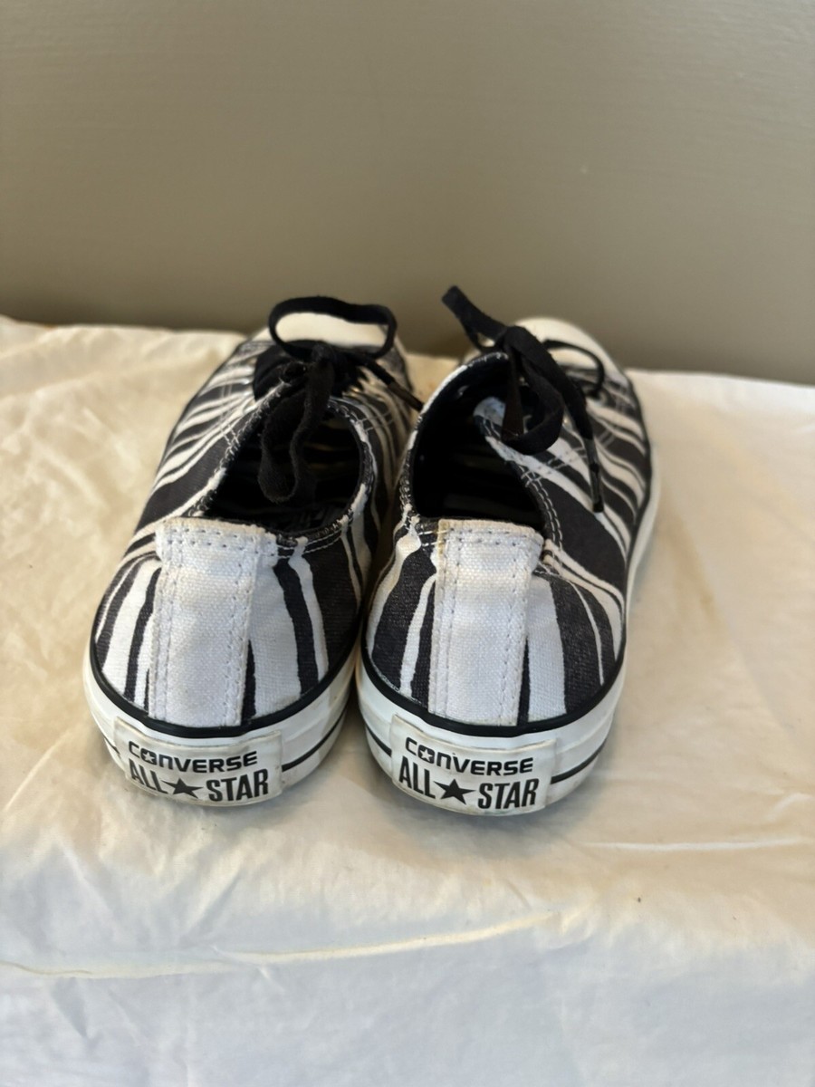 Converse All Star Women's Low Top Black White Striped Zebra Size 7