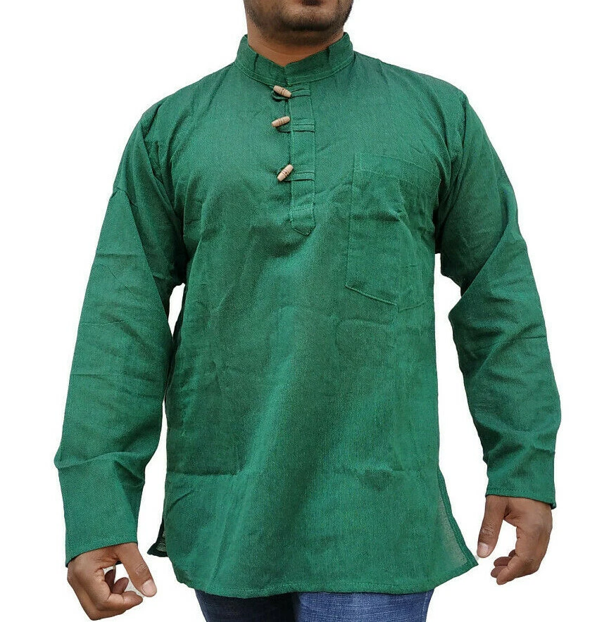 Green Men's Collarless Grandad Kurta Kurtha Shirt Full Sleeve Yoga Wear
Opens in a new window or tab