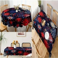 Large Starburst Fireworks Fabric Tablecloth, Celebrate America, Holidays, Summer