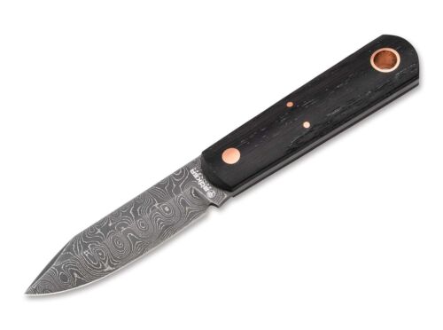 Couteau damassé Böker Barlow BFF chêne marais couteau d'extérieur fourreau en cuir ✔️ 120508DAM - Photo 1/13