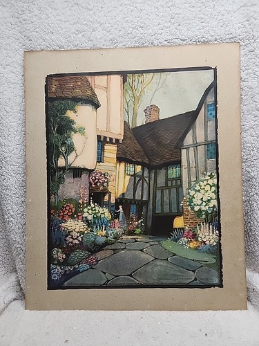 Vintage Ernest Uden Litho 1854 Old Barnhurst 16 Inch x 20 Inch Print - Foto 1 di 7