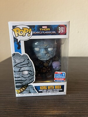 EXCLUSIVE Korg w/ Miek Funko Pop Bobblehead #391 Marvel MCU Thor Ragnarok Movies