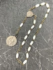 Vintage St. Anne Single Decade Milk Glass Rosary Made In France Catholic Chaplet