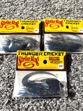 3 New STRIKE KING LURES 5/8oz THUNDER CRICKET Bladed Baits SWIM JIGS Black Blue