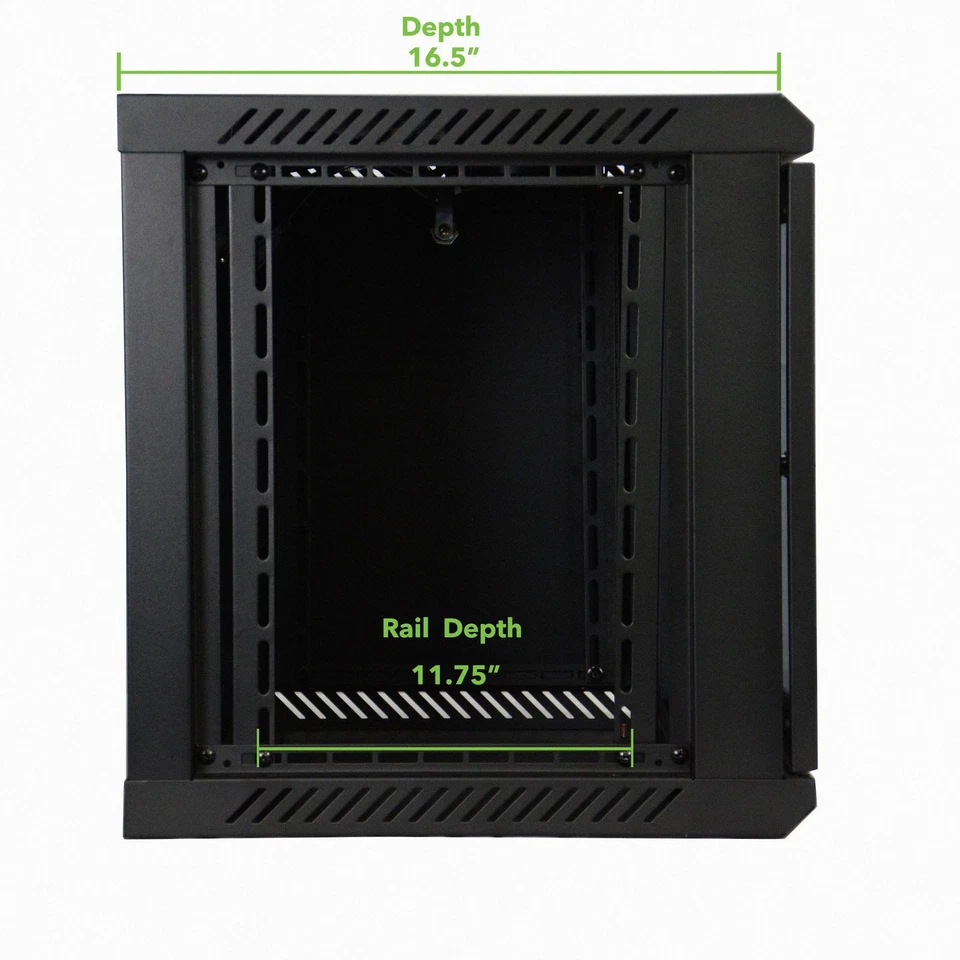 Server Cabinet 19" 6U Rack Wall Mount 16.5" Deep with Key Lock Fan Data Network - Image 4 of 4