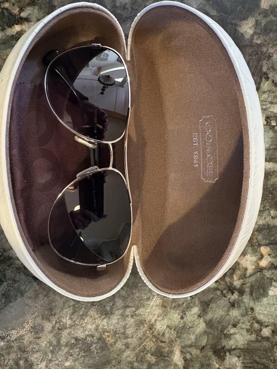 Coach HC7038 (L925 Kiera) Aviator Sunglasses Silver Gray Gradient