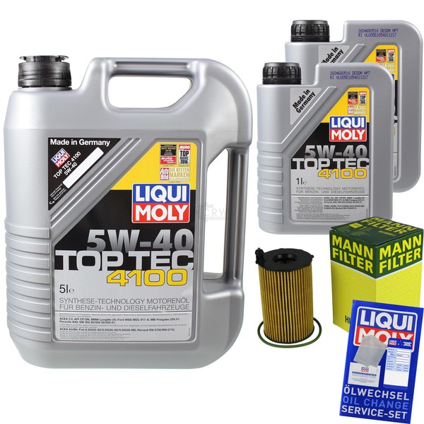 Mann Inspektionspaket 7L Liqui Moly Top Tec 4100 5W-40 FüR VW Touareg 3.0 V6 TDI-image