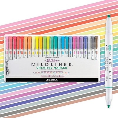 Mildliner Dual-Tip Highlighter Marker Set, Broad and Fine Point Tips, No Blee...