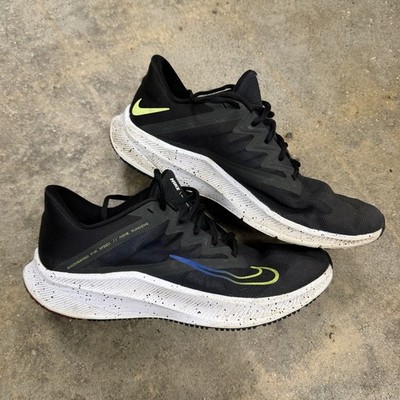 Nike Quest 3 Running Shoes Mens 10 Black Volt Blue DH0203-001 Athletic Sneaker