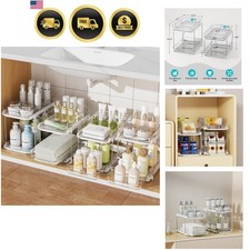 Bathroom Kitchen Storage Organizer Set Stackable Clear Acrylic Drawer Shelves