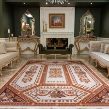 FERONIA Vintage Luxury 8x10 Area Rug - Machine Washable for Living Room Bedroom