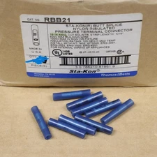 100+ BLUE Sta-Kon by Thomas&Bett Butt Splices 2RB14 16-14 AWG Nylon Insulated