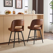 Swivel Counter Height Bar Stool Chairs Set of 2 Upholstered Counter Stools