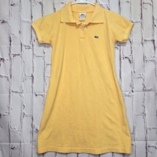 Lacoste Polo Collared Yellow Short Sleeve Size 7 Crocodile Logo Tennis Cotton