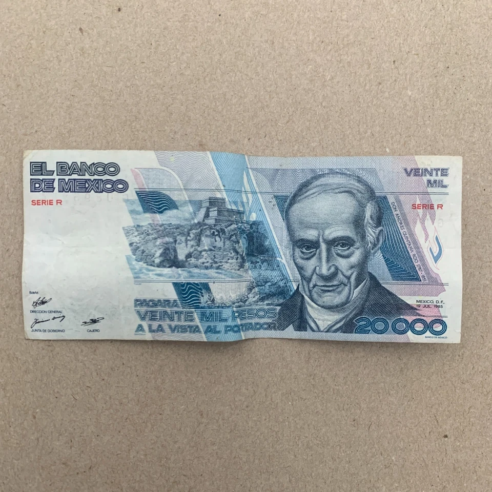 1980's Mexico 20000 Pesos Banknote, Gate of Yaxchilan, Tulum Maya Ruins - Image 2 of 4