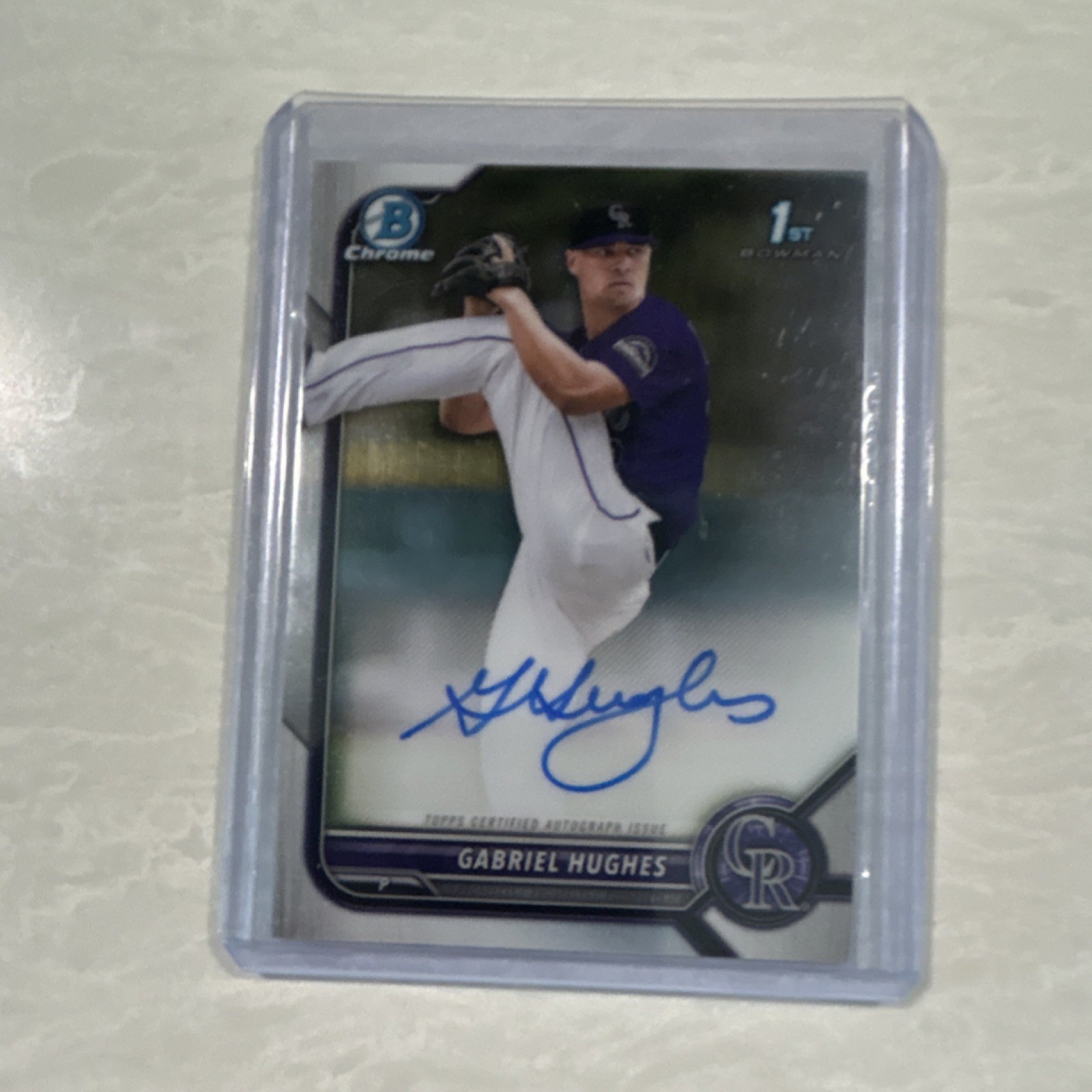 Bowman 2022 Draft Chrome Autograph 1st Gabriel Hughes Colorado Rockies
