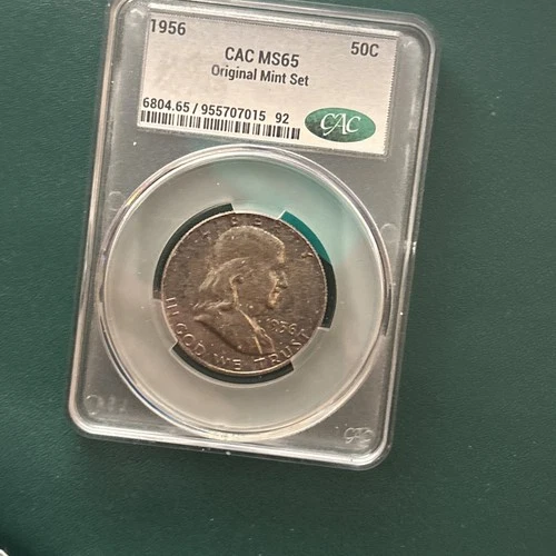 1956 Franklin Half Dollar CAC MS65 Graded