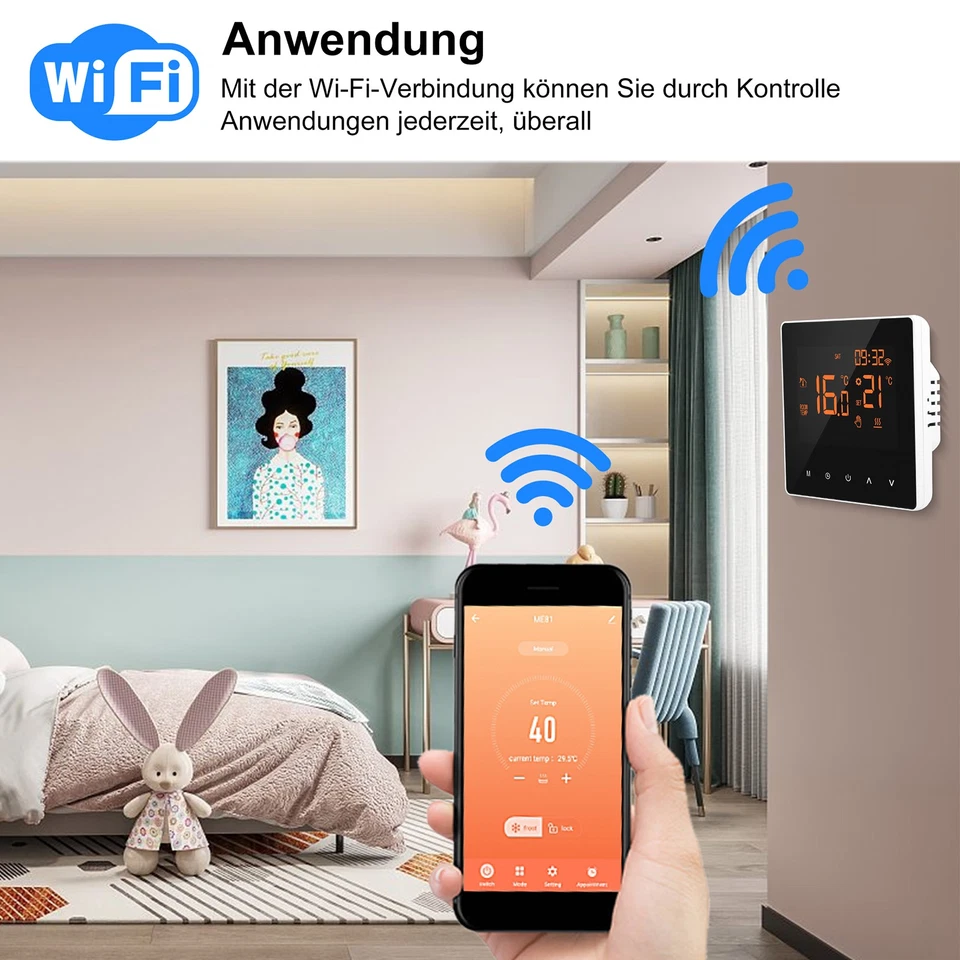WiFi Touchscreen Thermostat Digital – 16A Raumthermostat, für Fußbodenheizung - Bild 4 von 4