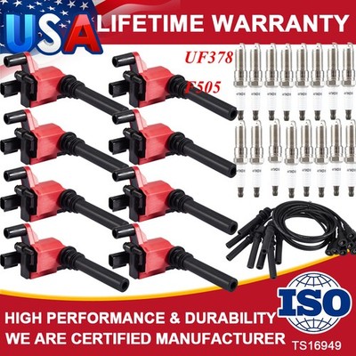 8X Coils UF378 & Spark Plugs & Wires For Dodge Ram 1500 5.7L HEMI 2003-2005 F505