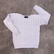 Vintage 80s Polo Ralph Lauren Vintage BoHo White Cable Knit Sweater Size M