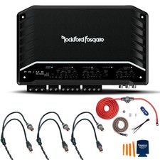 Rockford Fosgate R2-750X5 5-Ch Amp with RFK4 Wiring Kit  3 Pairs RFIT-20 RCA's