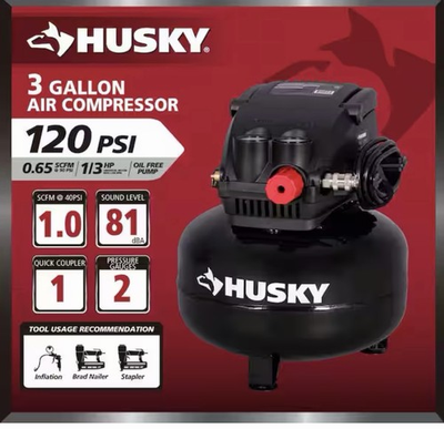 #ad #ad Husky 3 Gal. 120 PSI Portable Electric Oil Free Pancake Air Compressor $99.99