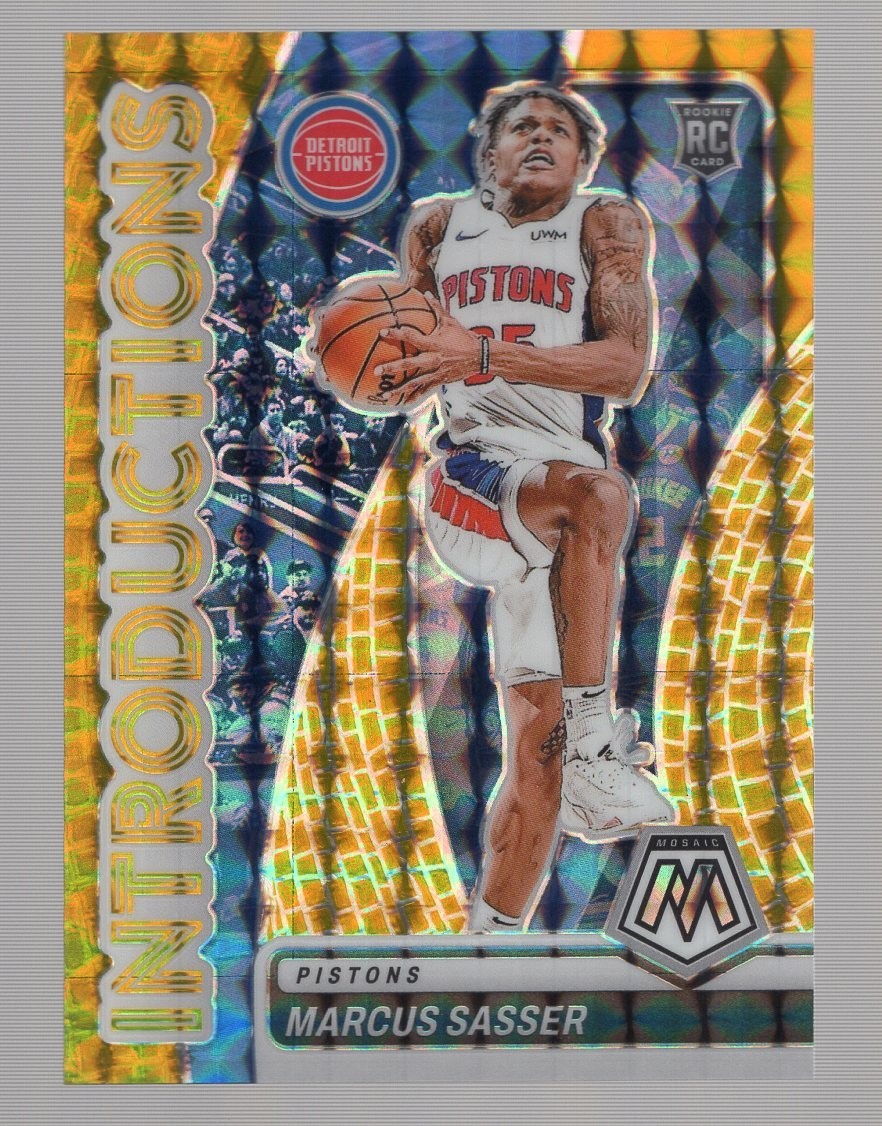 MARCUS SASSER 2023-24 PANINI MOSAIC INTRODUCTIONS GOLD MOSAIC PRIZM RC #09/10