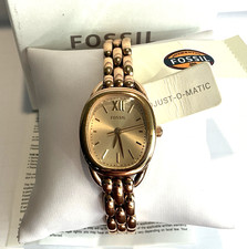 Fossil Sculptor Rose Gold Ladies Watch Bracelet Adjustable Shape Oval ES3599 NWB