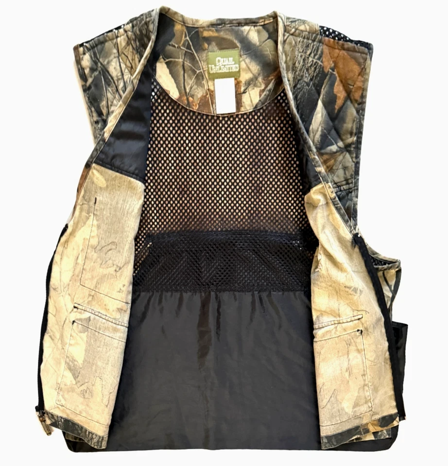 Realtree Quail Unlimited Camo Vest Hunting Dove Zip Pouch Pockets Size XL - Image 2 of 4