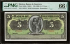 Mexico Banco de Guerrero 5 Pesos (1906-14) Perforated P-S298c GEM UNC PMG 66 EPQ
