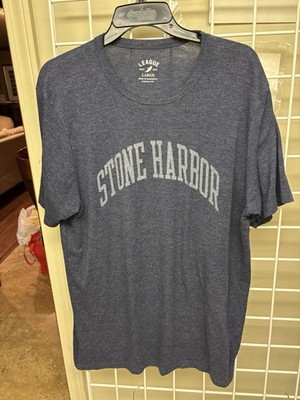 League Apparel Stone Harbor NJ Tri-Blend Graphic T-Shirt Blue Gray Men s L NWOT