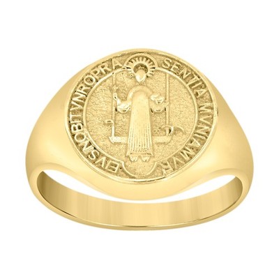 10kt Gelbgold Herrenring St. Benedikt religiös
