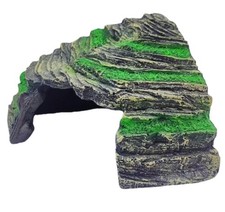 2-in-1 Reptile Hide Cave  Basking Spot, Natural Mossy Rock Texture, Perfectl...