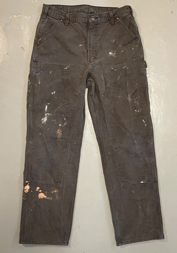 Vintage Carhartt Double Knee Pants Black 34x34 Distressed Faded - Image 1