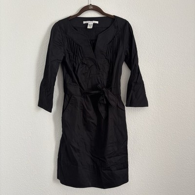 Diane Von Furstenberg Women's Size 0 Black V-Neck Dress
