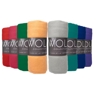 Wolf Assorted 50 X 60 Ultra Soft 160 GSM Fleece Throw Blankets (Set of 12)