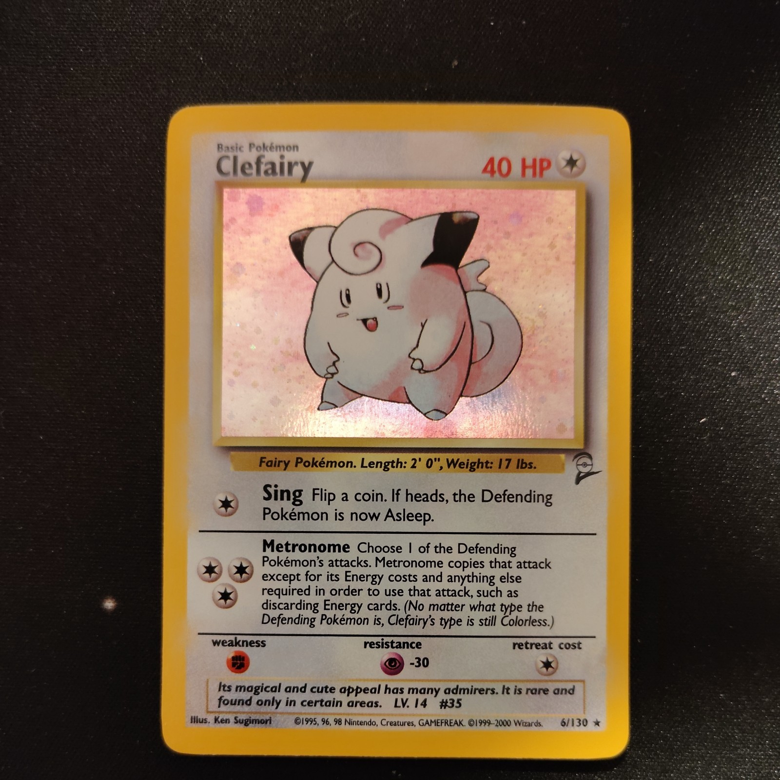 Pokemon Clefairy Holo 6/130 from Base Set 2 in DMG condition! Swirl!
