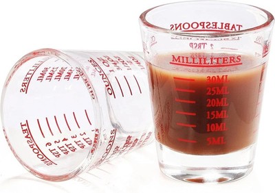 2PCS Shot Glass Measuring Cups - Heavy Duty 1oz/30ml Liquid Jigger