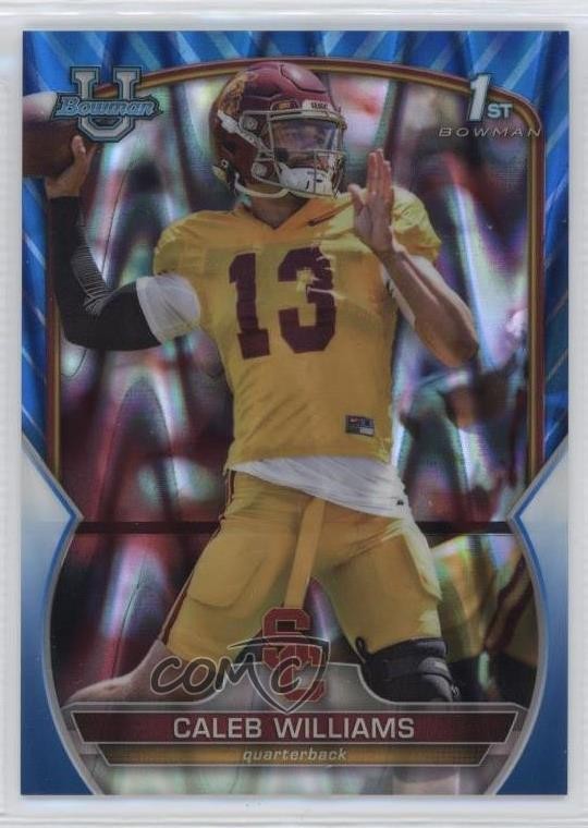 2022 Bowman U Chrome Blue RayWave Refractor 11/199 Caleb Williams #50 02d2