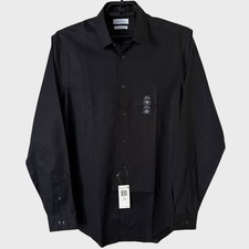 Calvin Klein Steel Slim-Fit Herringbone Dress Shirt Black Men's Size Large New