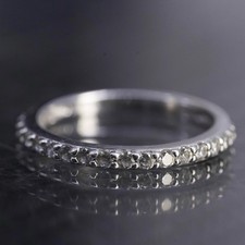 Size 6, vintage sterling silver 925 stackable wavy band ring with cluster cz