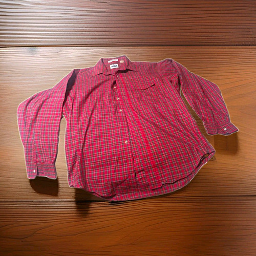 Woolrich, 1970s Vintage Woolrich Mens Size Large Red Plaid Long Sleeve Button-Up Shirt