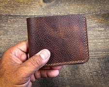 Bifold leather wallet 6 pocket brown USA made Tinkerman Leatherworks