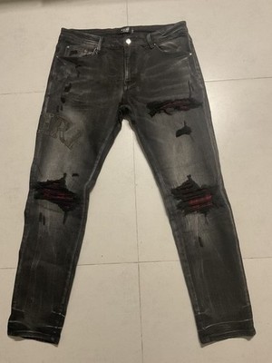 Amiri Men's Black Distressed Denim Skinny Jeans Size 36